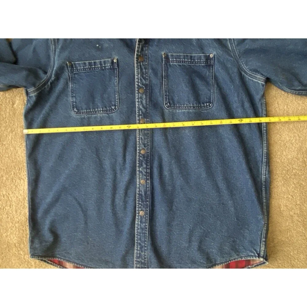 LL Bean Vintage 90’s Flannel-Lined Med Wash Denim Utility Shacket Men’s Size XL
